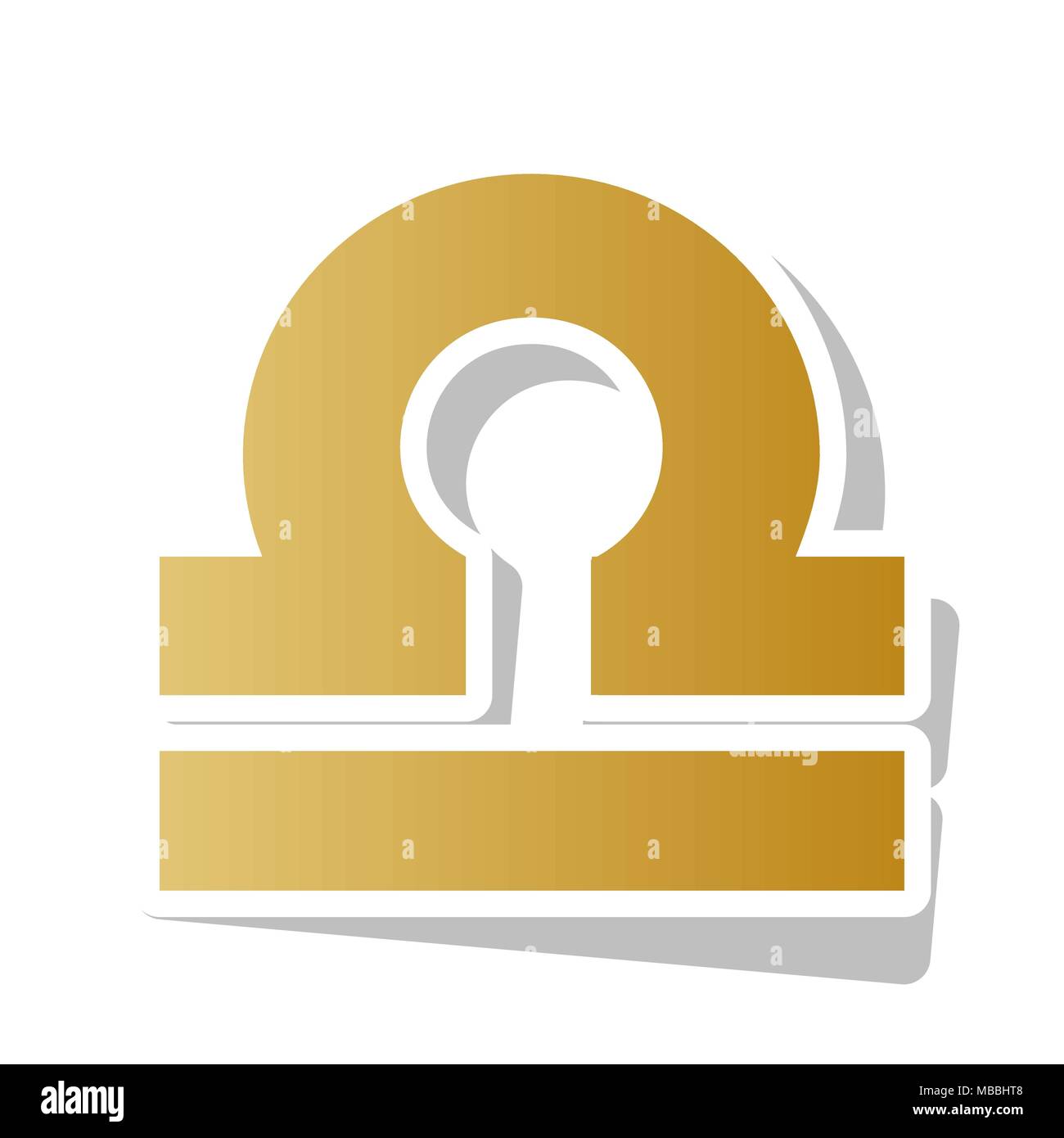 Libra sign illustration. Vector. Golden gradient icon with white ...