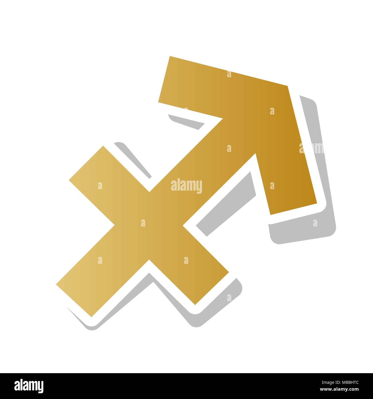 Sagittarius sign illustration. Vector. Golden gradient icon with white ...