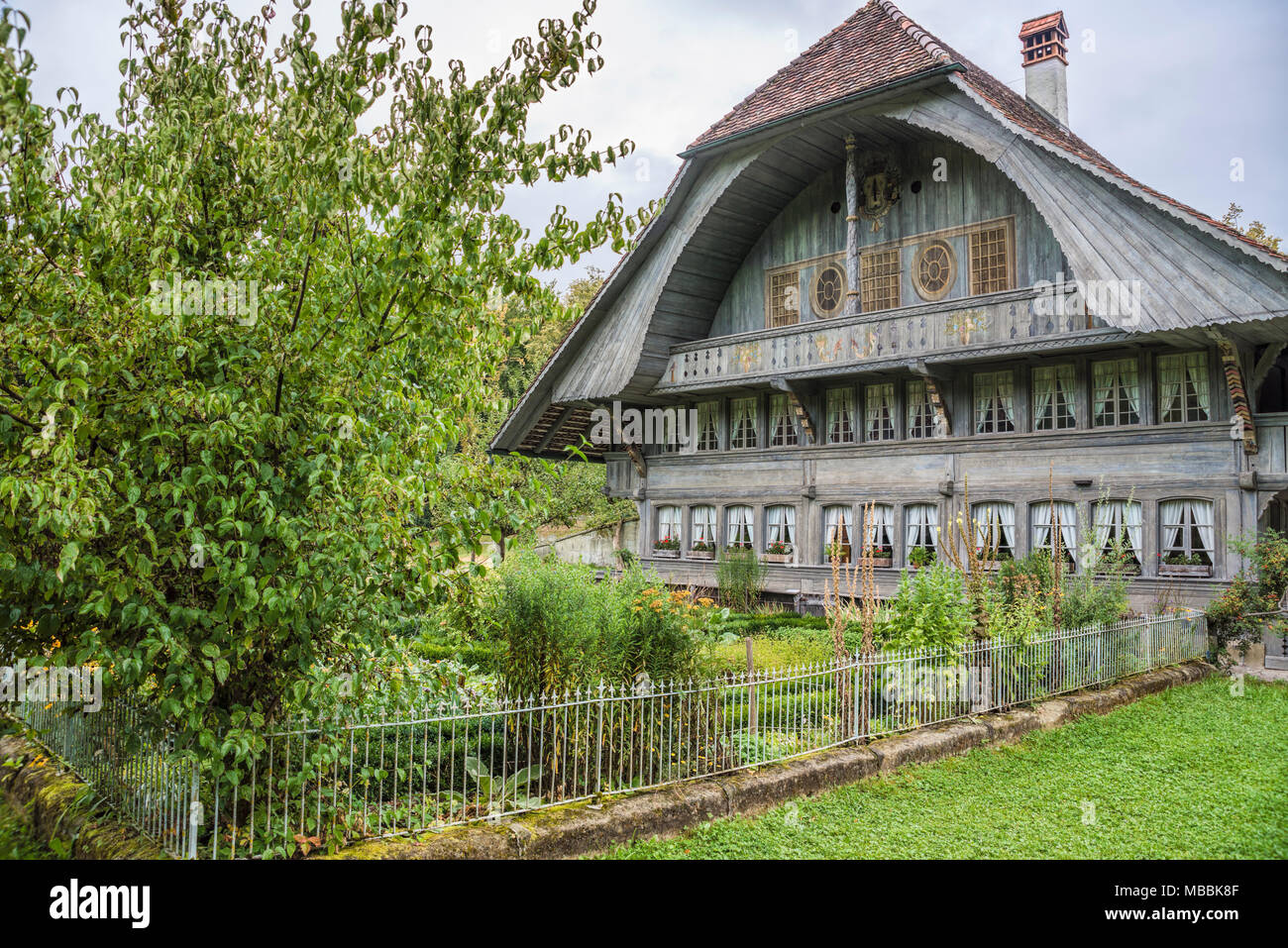 Farmhouse of Ostermundingen at the Open Air Museum Ballenberg, Bern, Switzerland Stock Photo