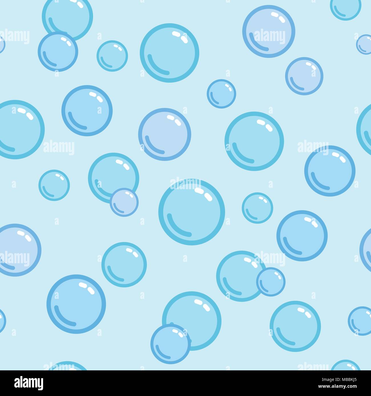 Seamless pattern with soap bubbles, naive and simple background, blue wallpaper Stock Vector