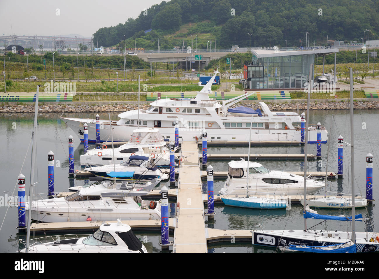 GIMPO, KOREA - July 5, 2014: Ara Marina Yachts dock in Ara canal. The canal was built for the purpose flood control and leisure pursuit in 2012 . I Stock Photo - Alamy