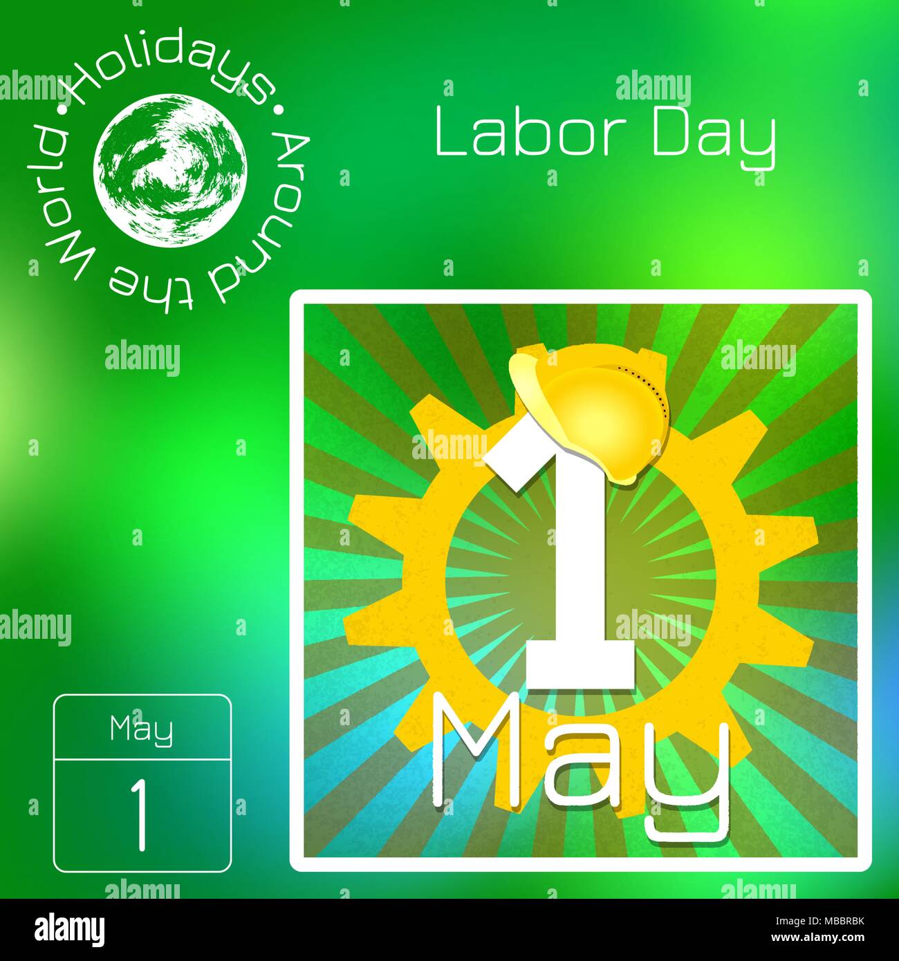 Calendar. Holidays Around the World. Event of each day. Green blur