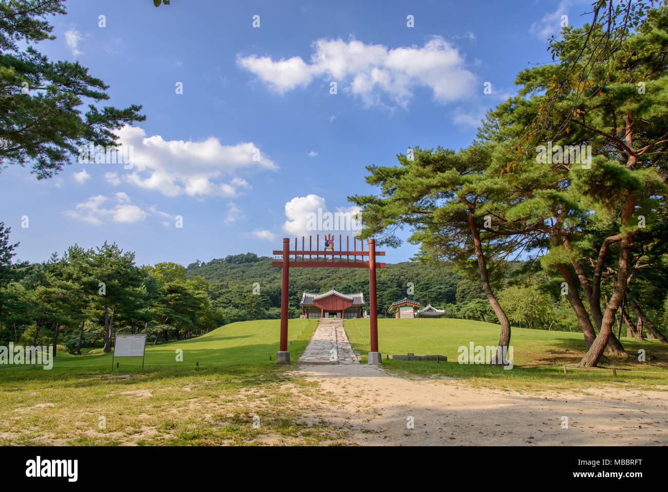 GIMPO, KOREA - SEPTEMBER 13, 2014: Front View of Jangneung, the tumb of ...