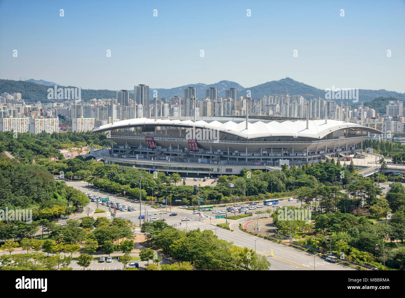 SEOUL, KOREA - AUGUST 30, 2014: Soccer Stadium in Seoul for 2002 World Cup Stock Photo