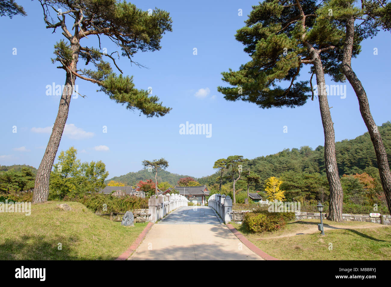 YEONGJU, KOREA - OCTOBER 15, 2014: Entrance view of Seonbichon traditional village. Stock Photo