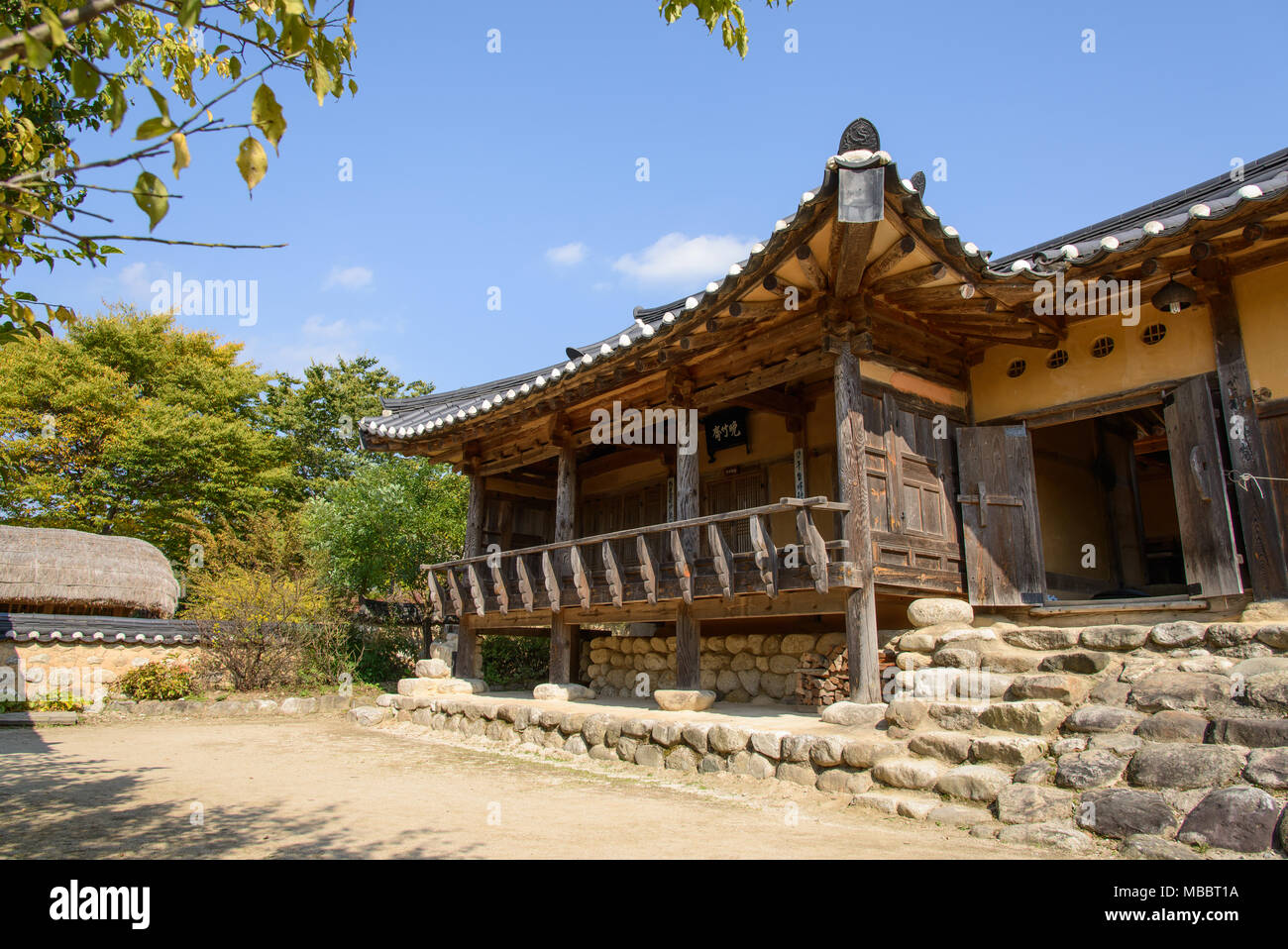 YEONGJU, KOREA - OCTOBER 15, 2014: Whole view of the old house 'Manjukjae' in Seonbichon traditional village. Stock Photo