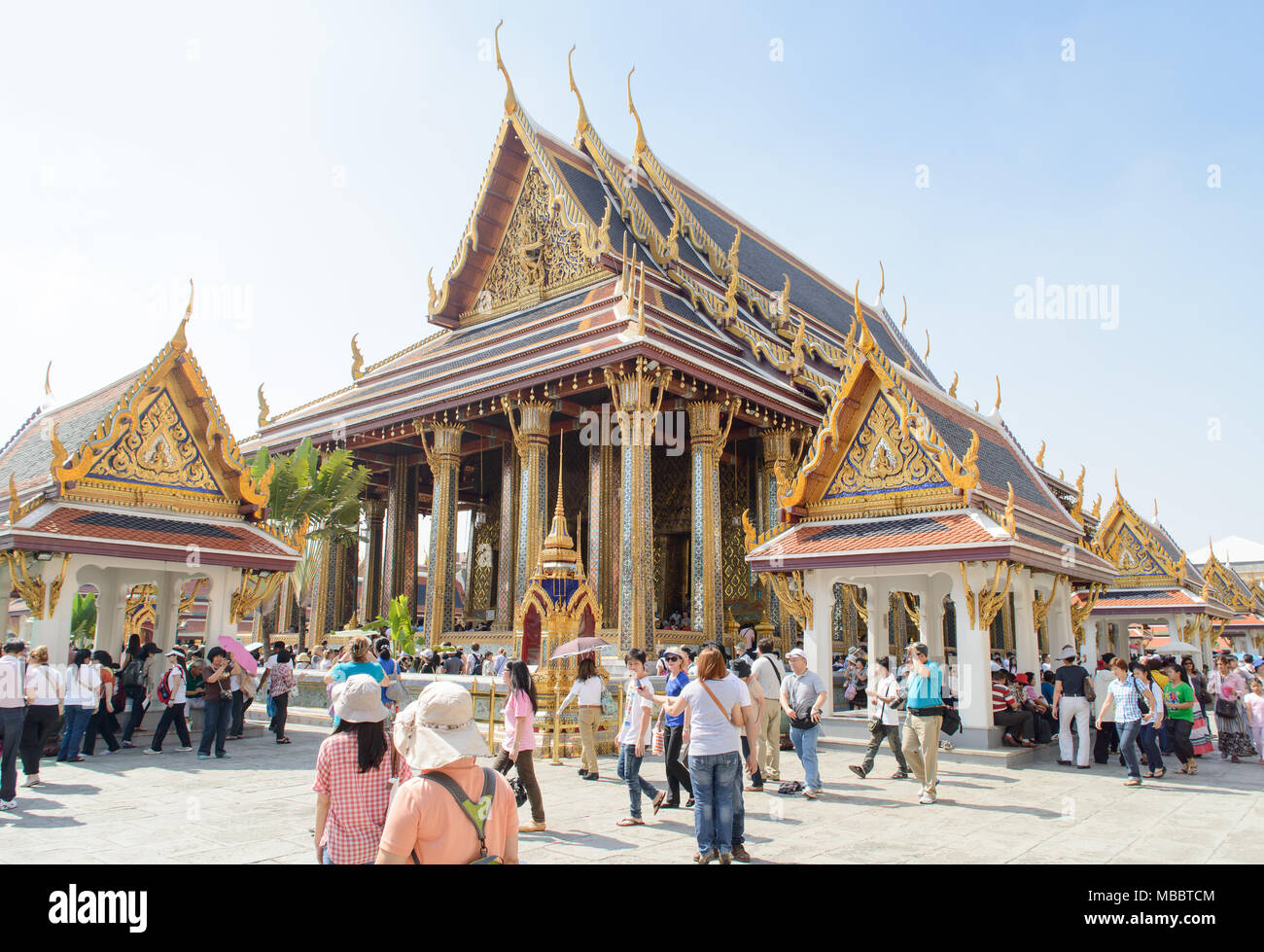 BANGKOK, THAILAND - DECEMBER 29, 2012: Chapel of the Emerald Buddha in Emerald Temple Stock Photo