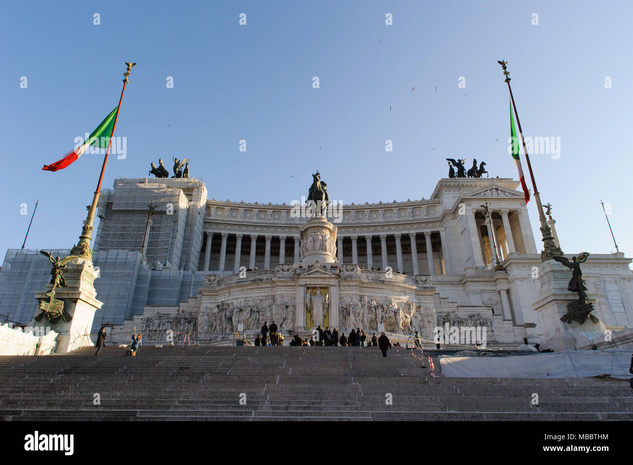 ROME, ITALY - JANUARY 27, 2010: Front View of Altare della Patria in Rome, Italy. The building is also known as the Monumento Nazionale a Vittorio Ema Stock Photo