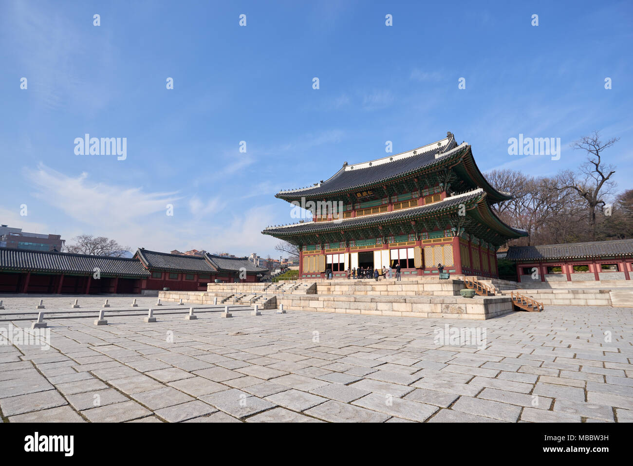 Seoul, Korea - December 9, 2015: Injeongjeon, the main hall of Changdeokgung. Changdeokgung is a palace built as a secondary palace of the Joseon dyna Stock Photo