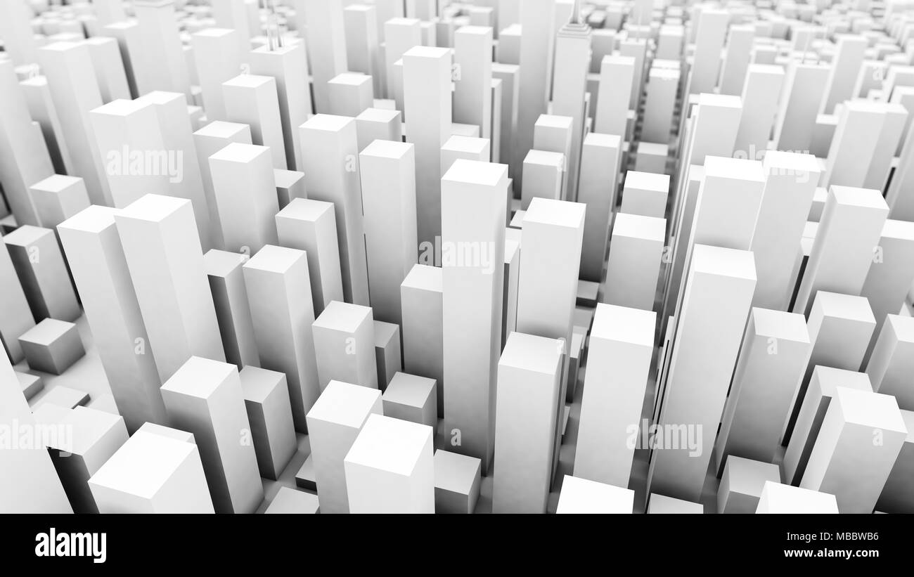 3d renderign of white cubes city Stock Photo