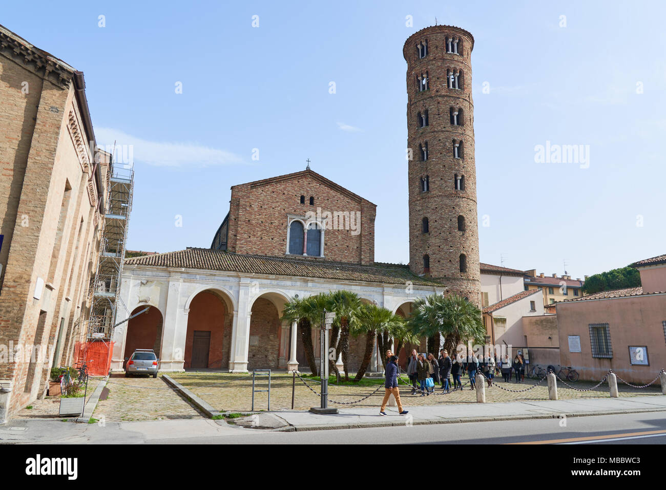 Ravenna, Italy - Febuary 18, 2016: Basilica of Sant' Apollinare Nuovo, a 6th-century Church built by Theodoric the Great as his palace-chapel, listed  Stock Photo