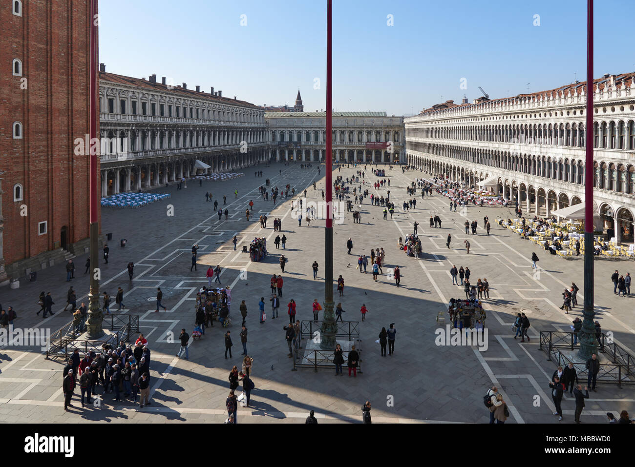 Venice, Italy - Febuary 19, 2016: Piazza San Marco in Venice. Venice is famous for its settings, archtecture and artwork. A part of Venice is resignat Stock Photo