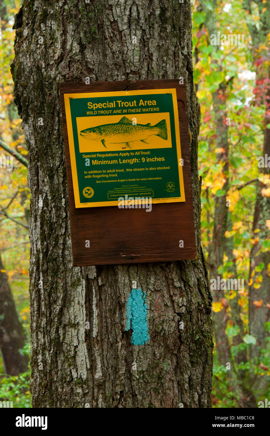 Fish Sign Ct Fishing sign along Nipmuck Trail, Mansfield Hollow Wildlife Area ...