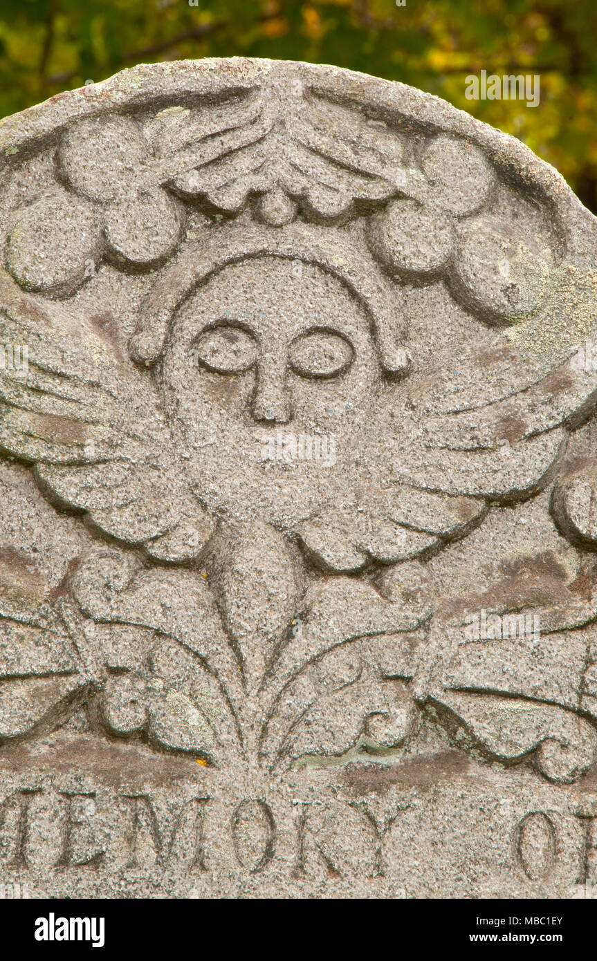 Headstone, Silver Street Cemetery, Coventry, Connecticut Stock Photo