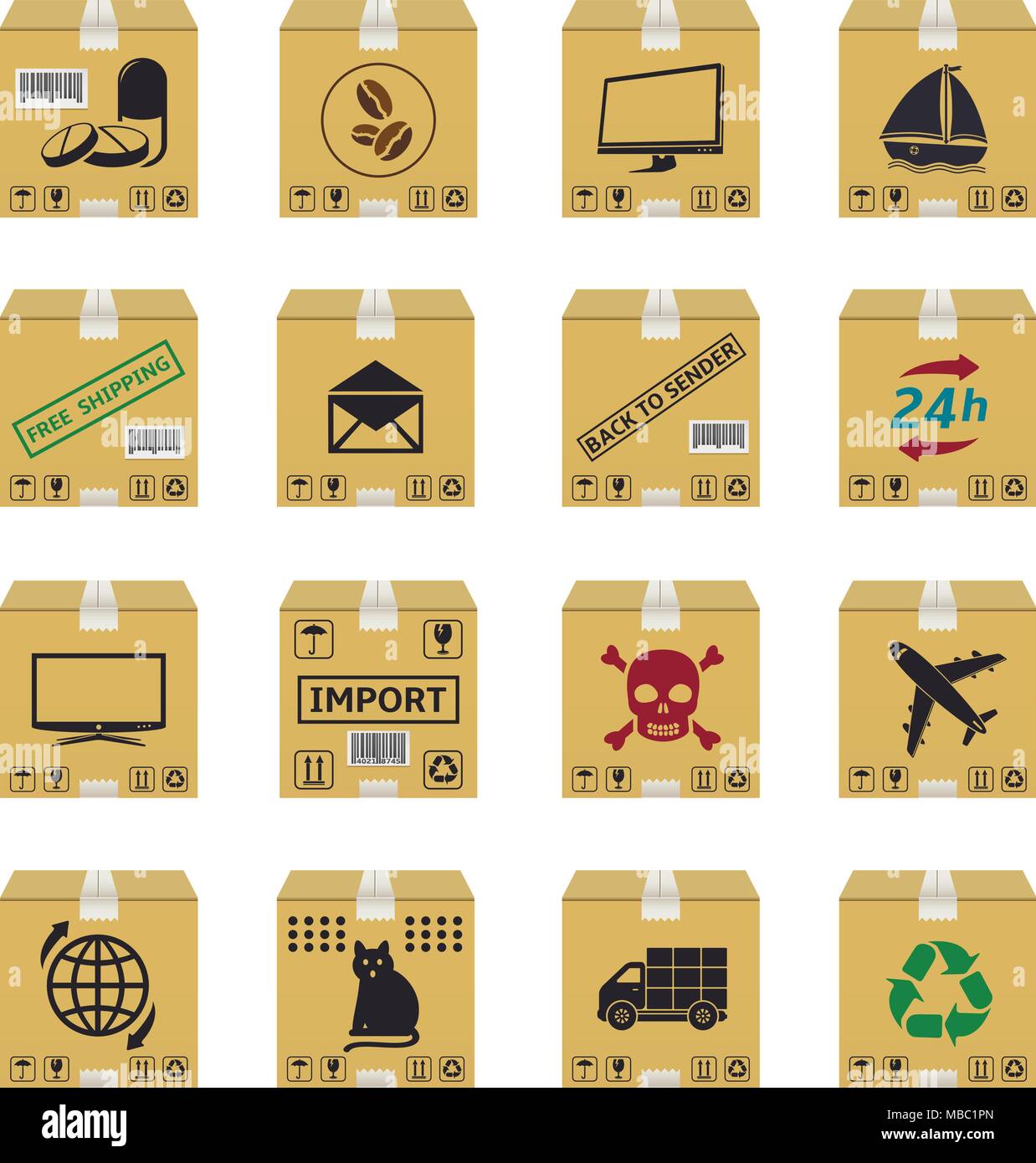 Shipment icons. Cardboard boxes vector design Stock Vector Image & Art