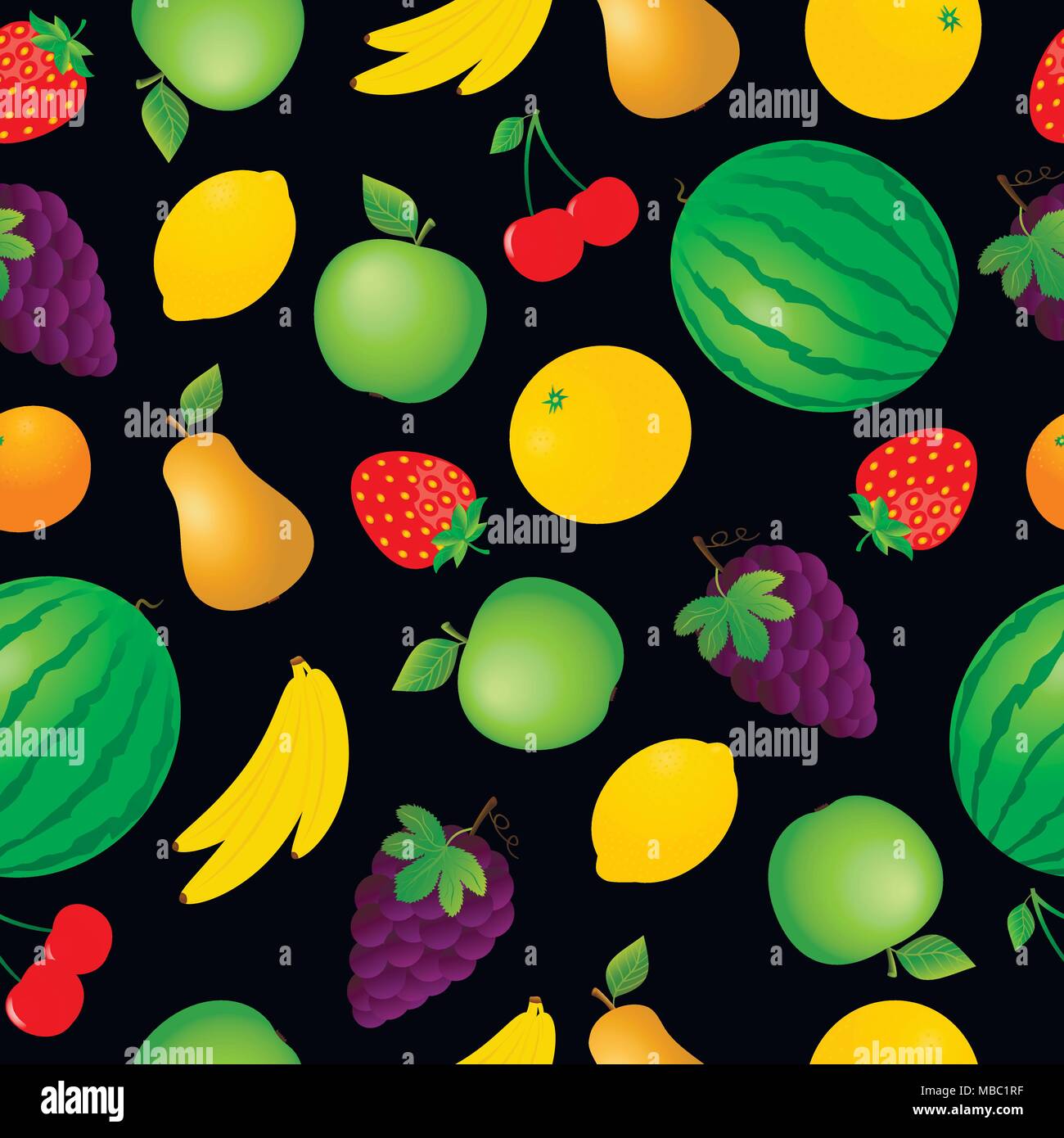 Seamless pattern background with fruits, vector illustration. Stock Vector