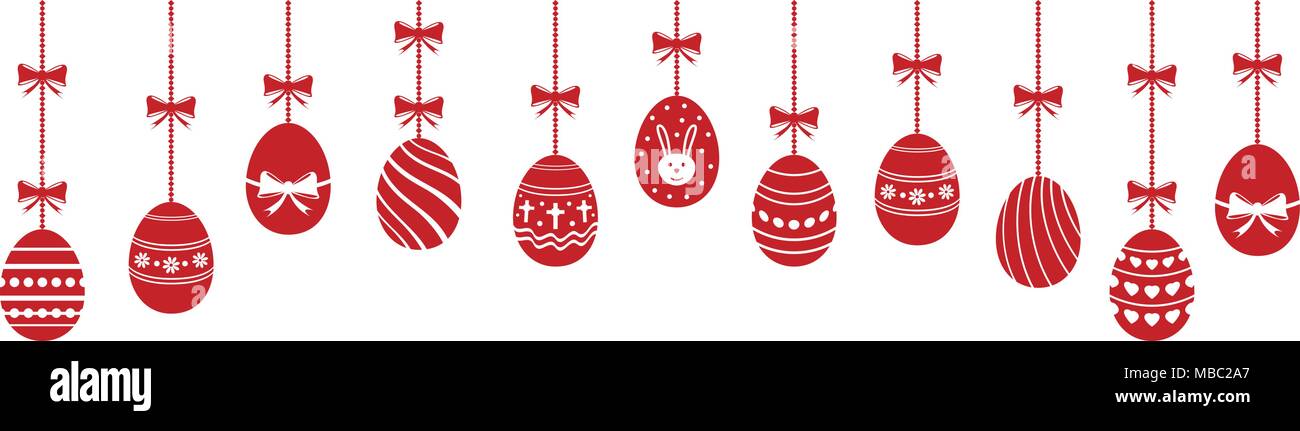 Easter eggs hanging ornaments background. Vector illustration. Stock Vector