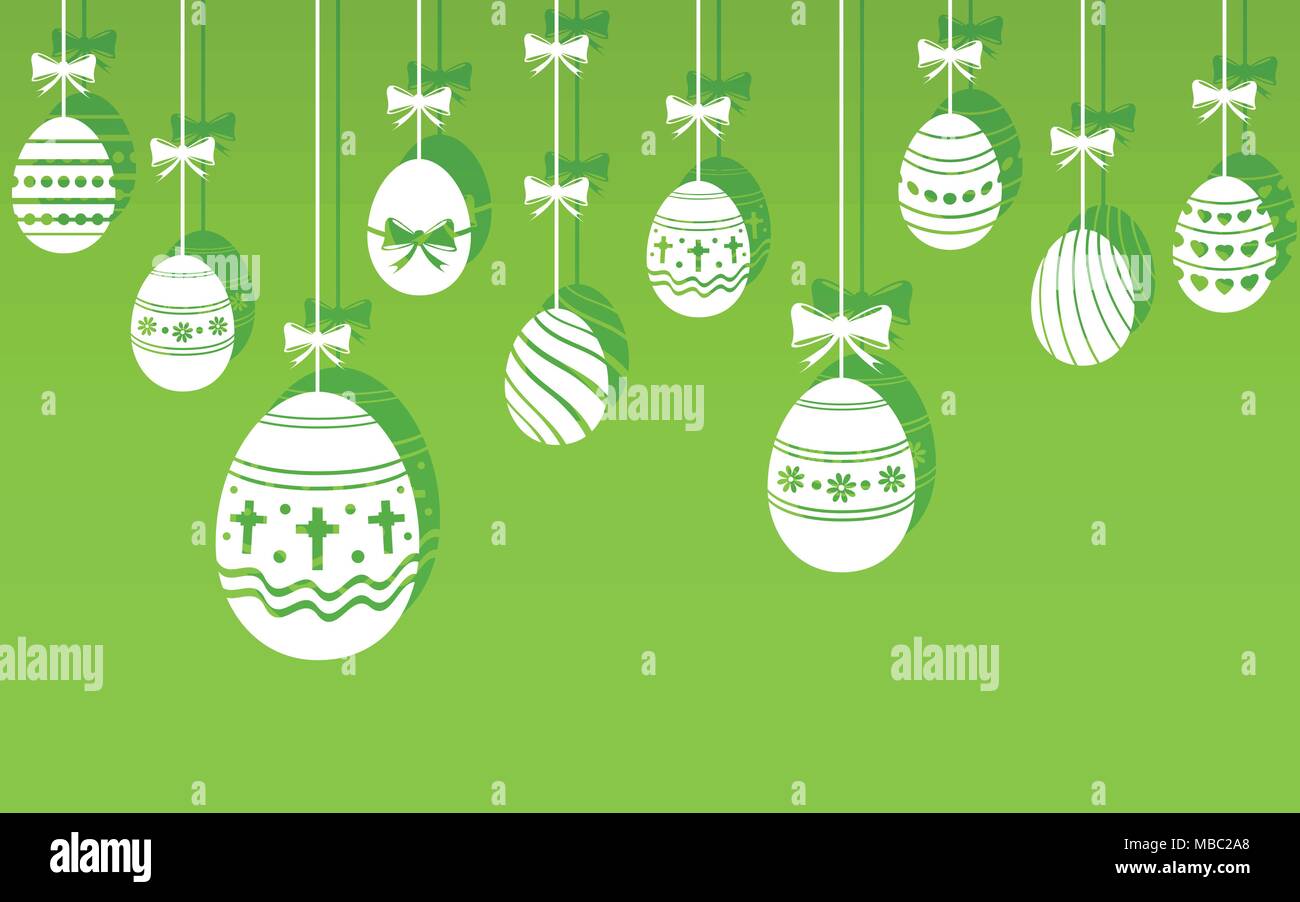 Easter eggs hanging ornaments background. Vector illustration EPS10 Stock Vector