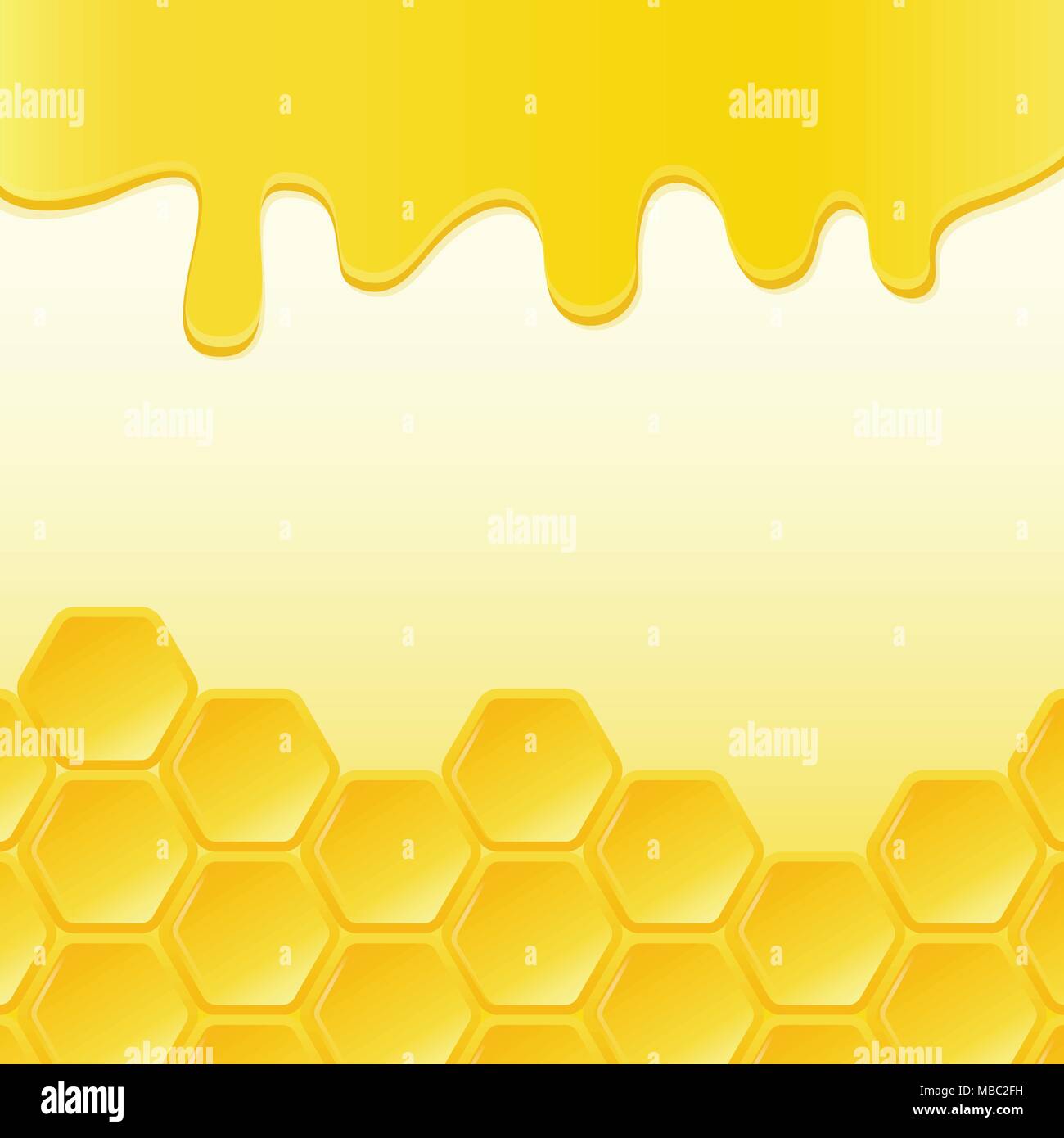 Honeycomb and flowing honey. Vector background Stock Vector