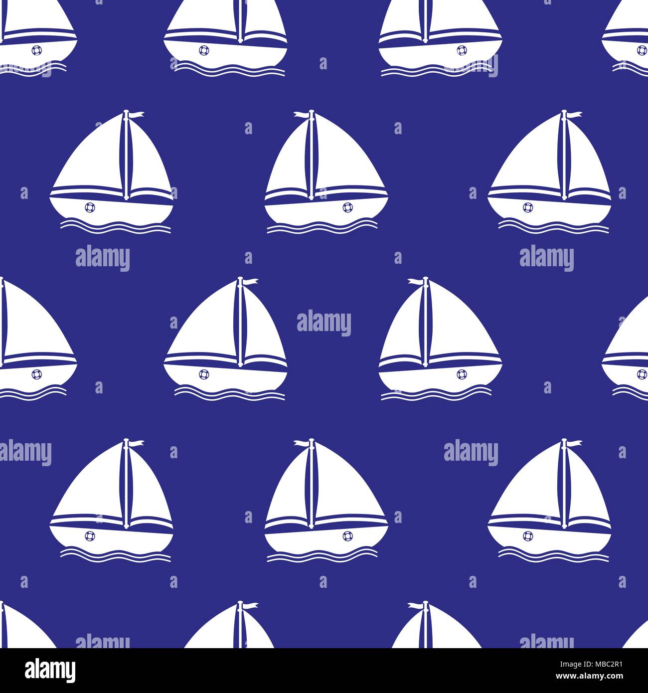 Seamless pattern with yachts. Vector illustration Stock Vector