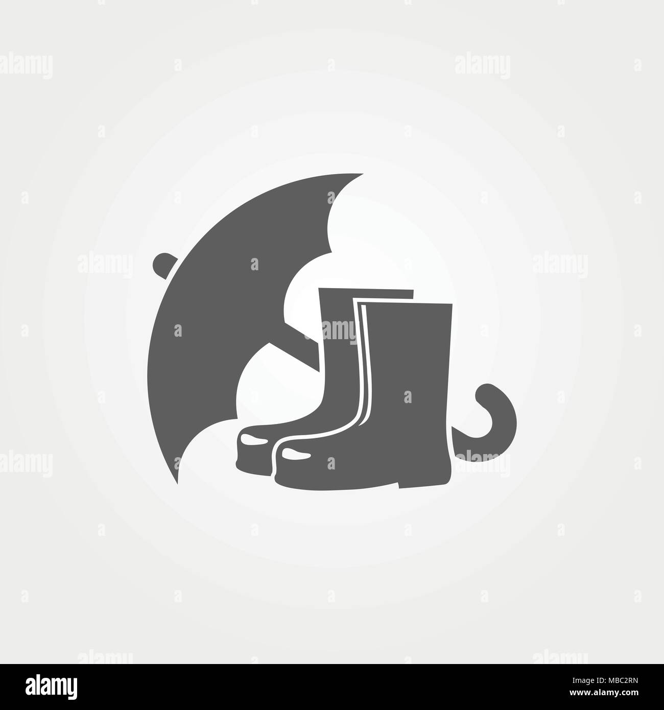 Umbrella with Rubber boots icon. Vector illustration. Stock Vector