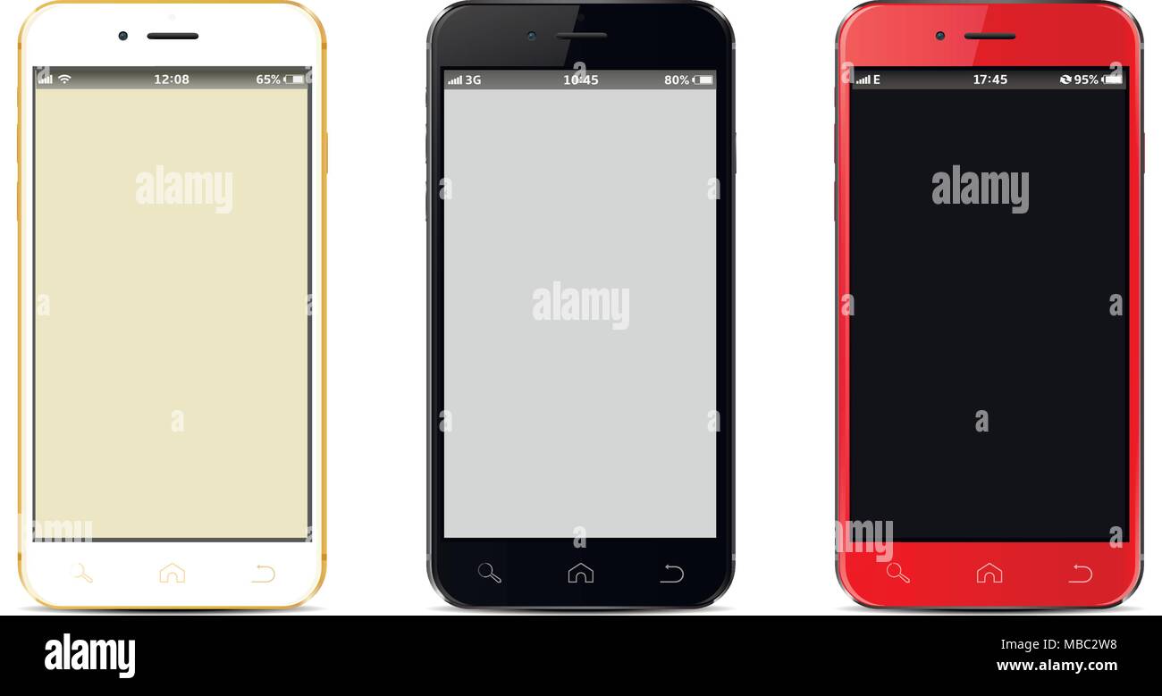 Smartphone perspective mock-up black white red color. Vector illustration Stock Vector