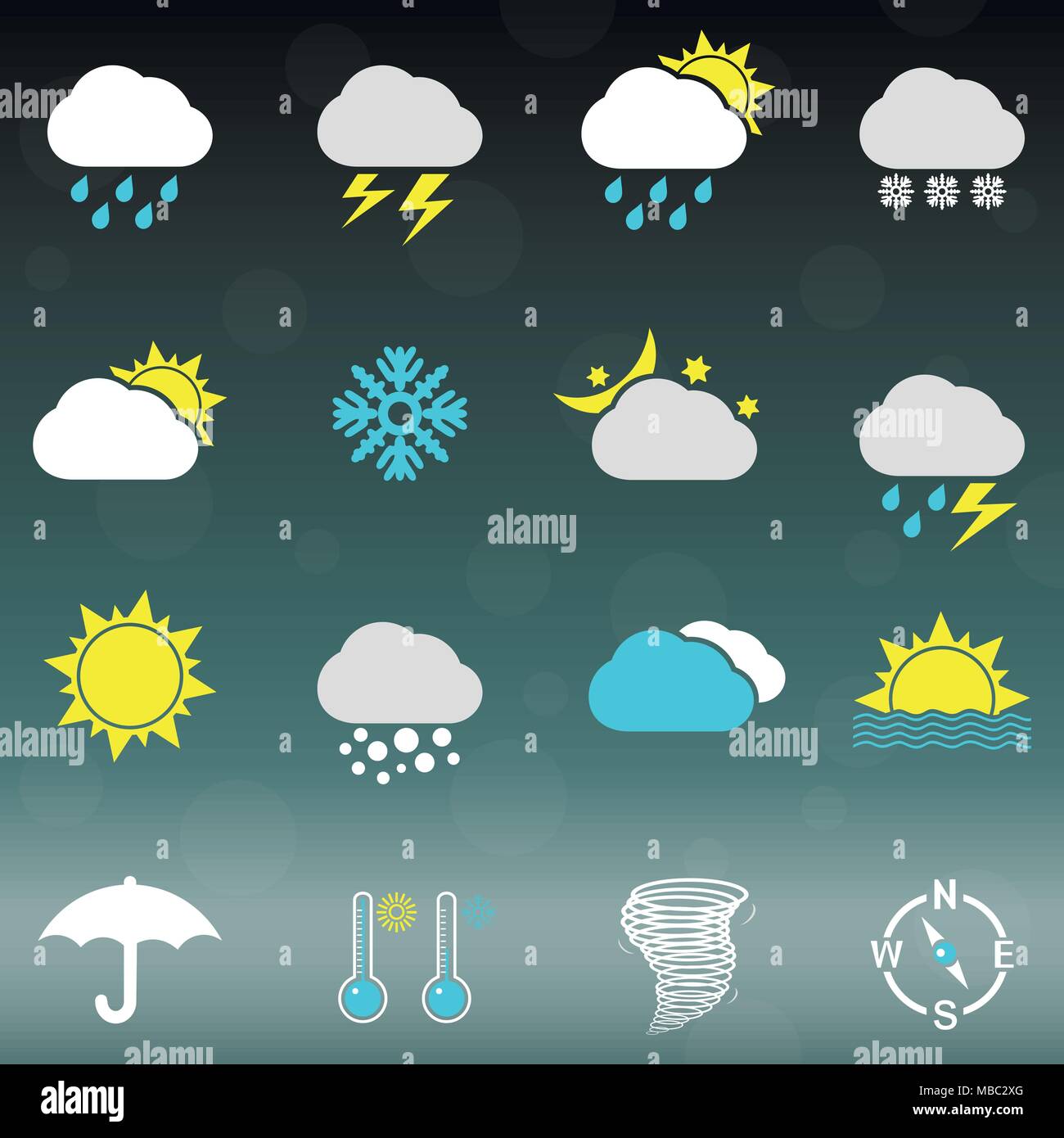 Weather icons set. Vector illustration. Stock Vector