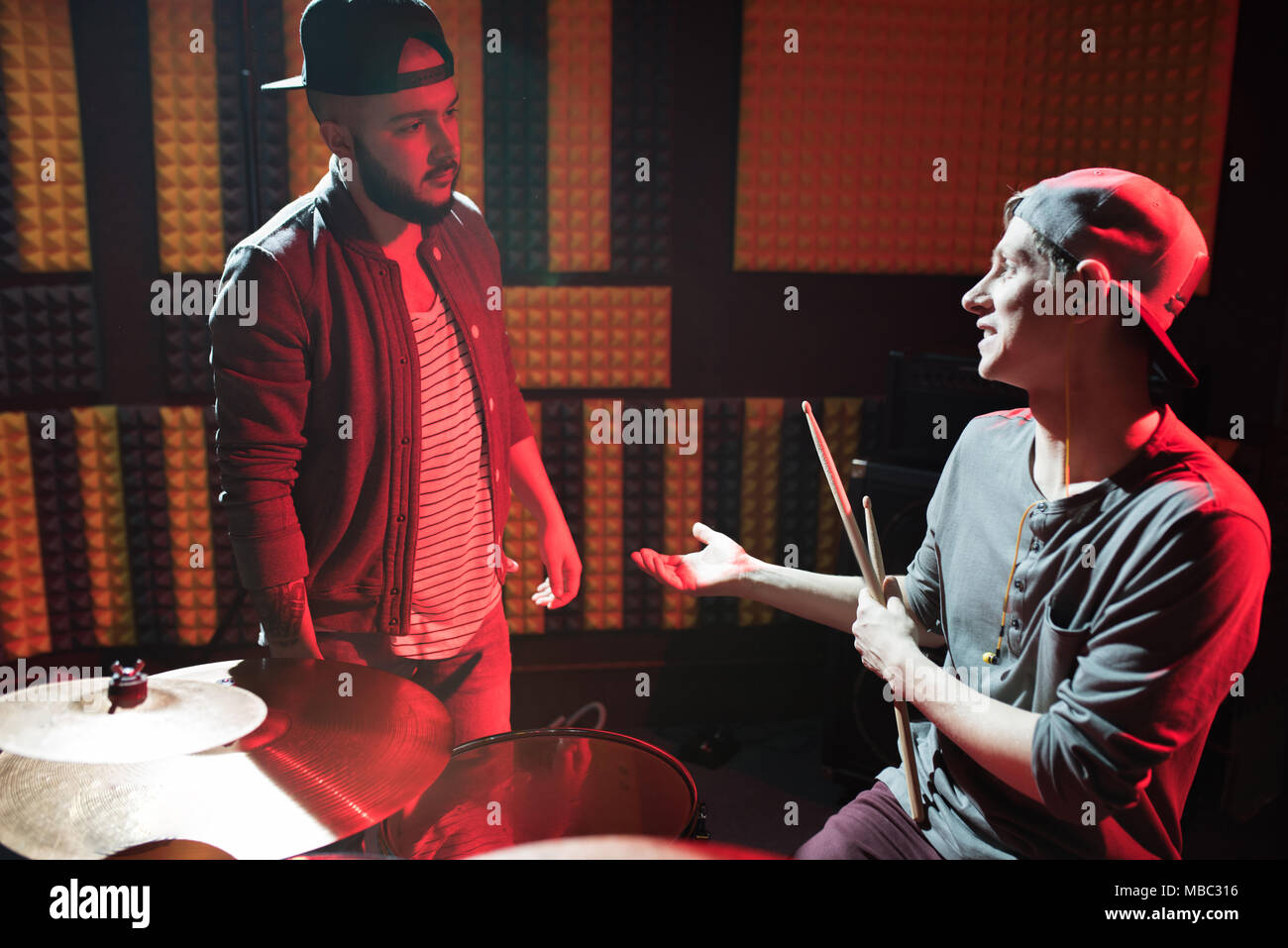 Music Band Members in Recording Studio Stock Photo Alamy