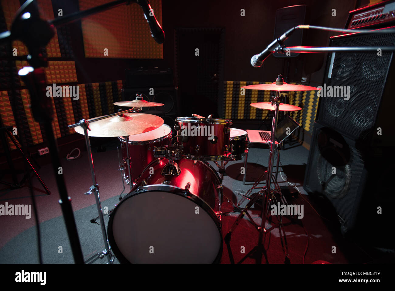Drum Set in Record Studio Stock Photo Alamy