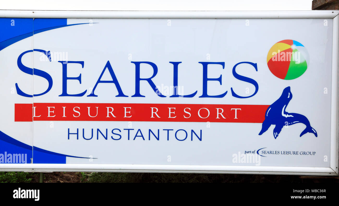 Searles Leisure Resort, Hunstanton, Norfolk, entrance sign, Camping park Stock Photo