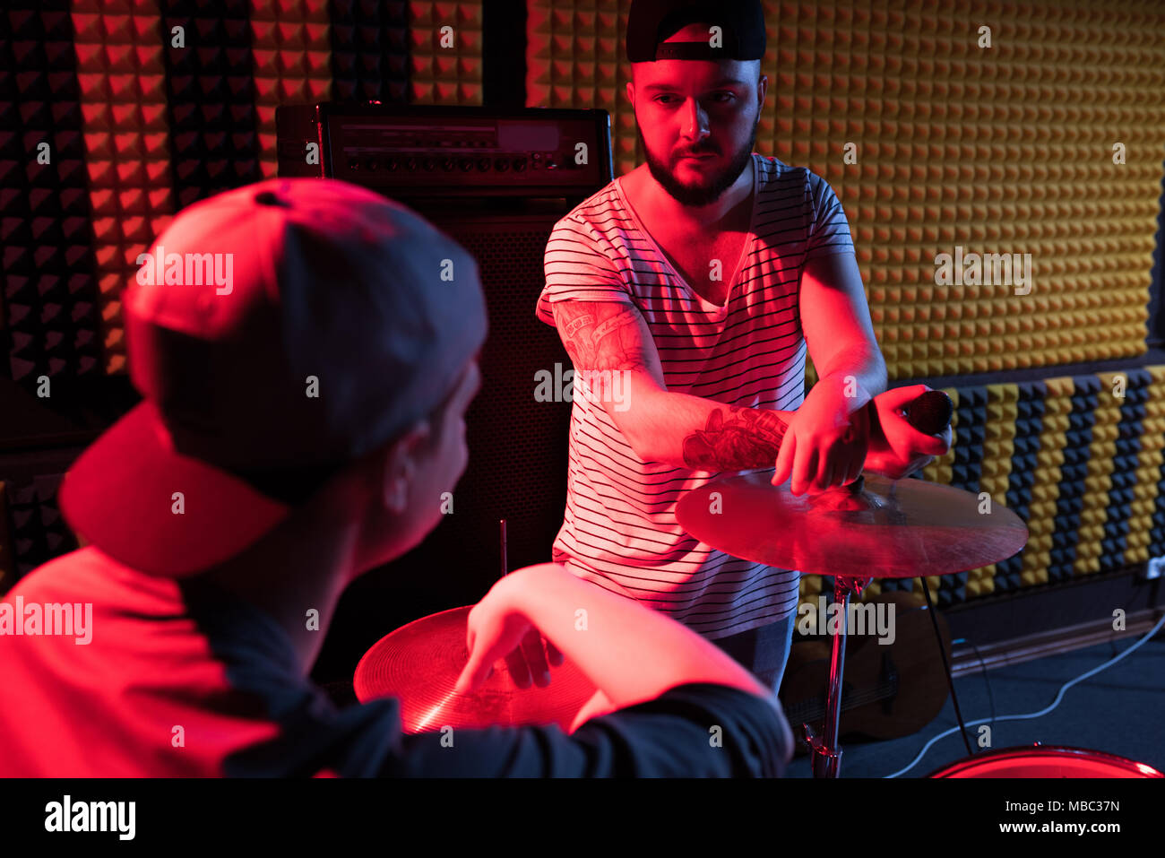 Band in Recording Studio Stock Photo Alamy