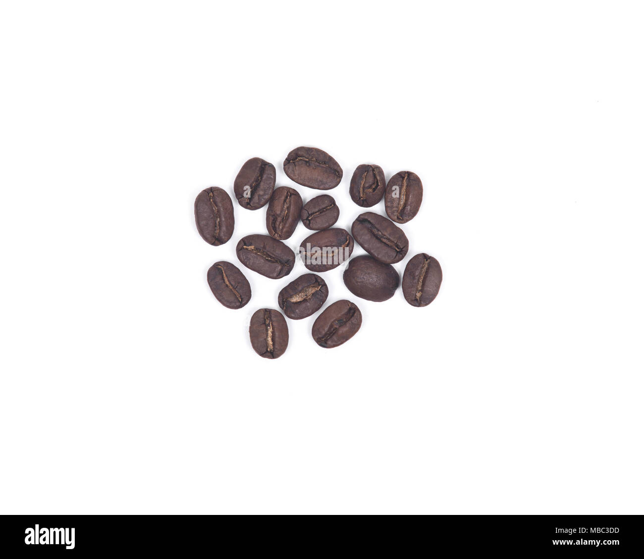 Organic medium dark roasted coffee beans isolated on white background ...