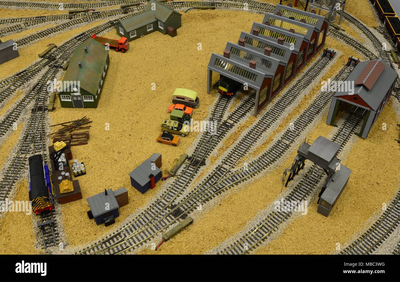 A model railway storage yard in 00 scale. Stock Photo