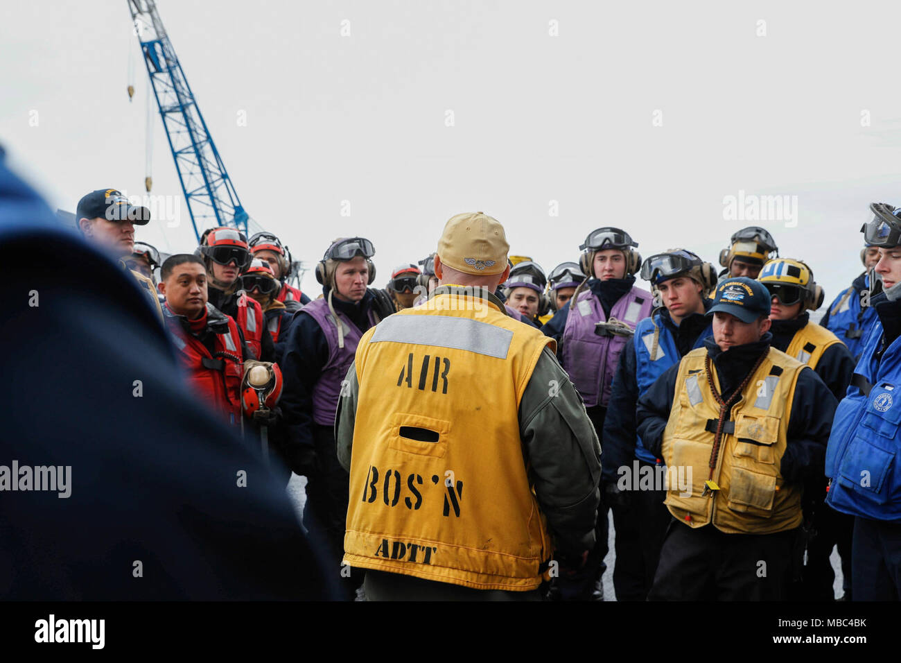 (Feb. 13, 2018) Chief Warrant Officer 3 Casey Nalley, the air boatswain