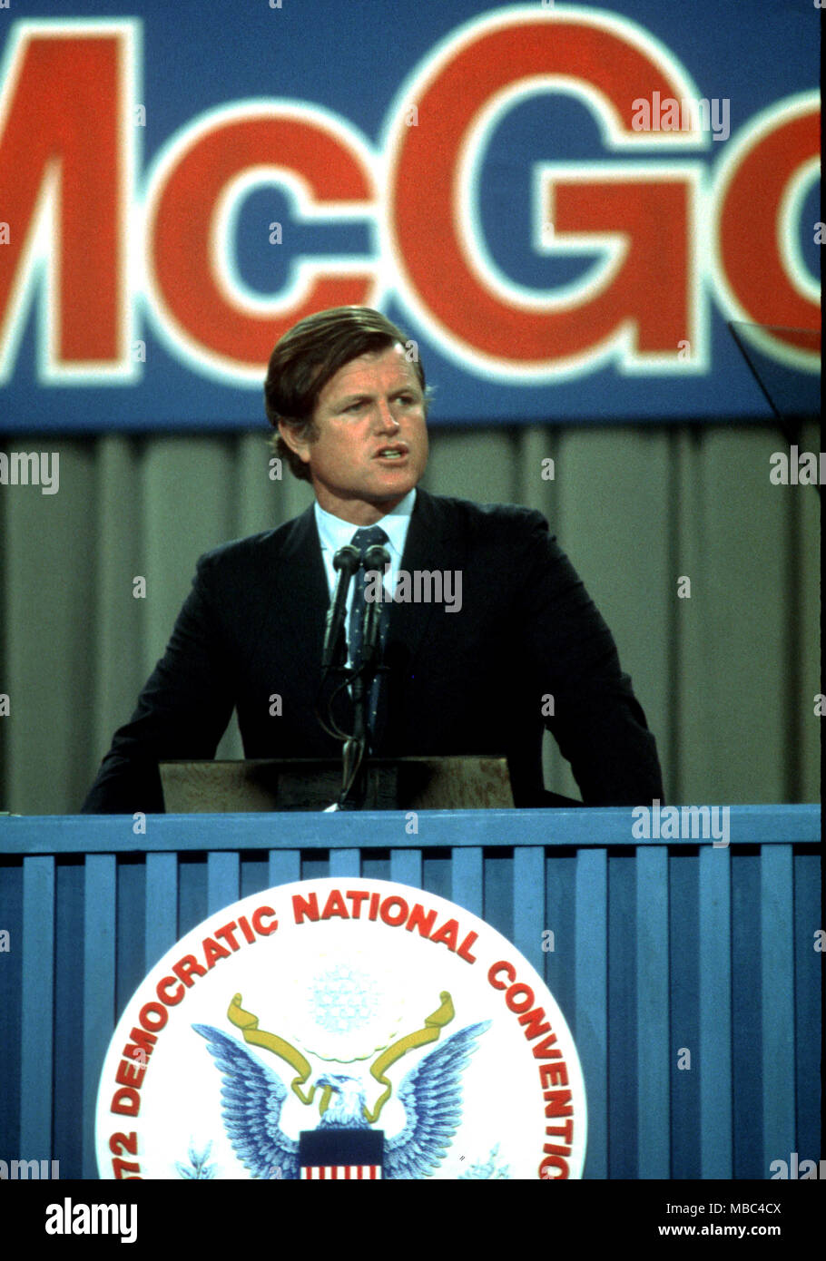 Miami Beach, FL 1972/07/12  Senator Ted Kennedy at the Democratic Convention in 1972   Photo by Dennis brack B 6 Stock Photo
