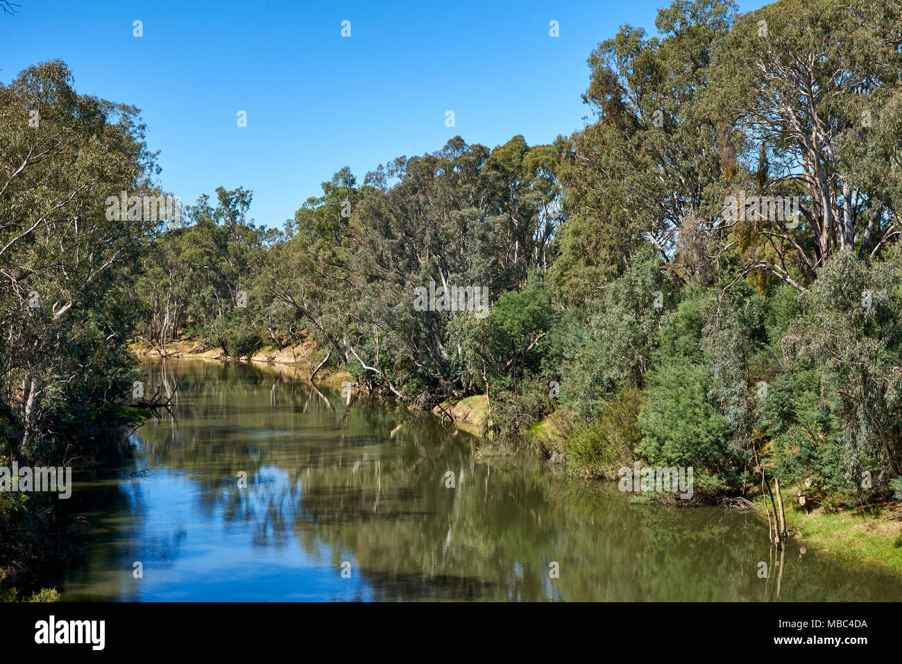Goulburn river photographed from bridge in Murchison. Stock Photo