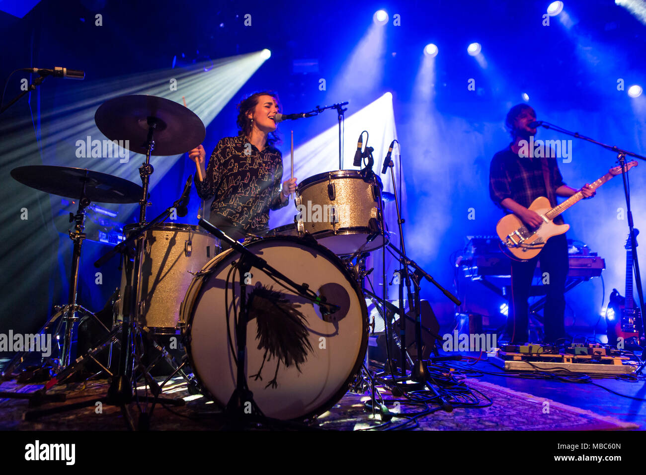 Switzerland, Italian musician duo Me and Marie with Maria de Val and Roland Scandella live at Schüür Lucerne, Switzerland Stock Photo