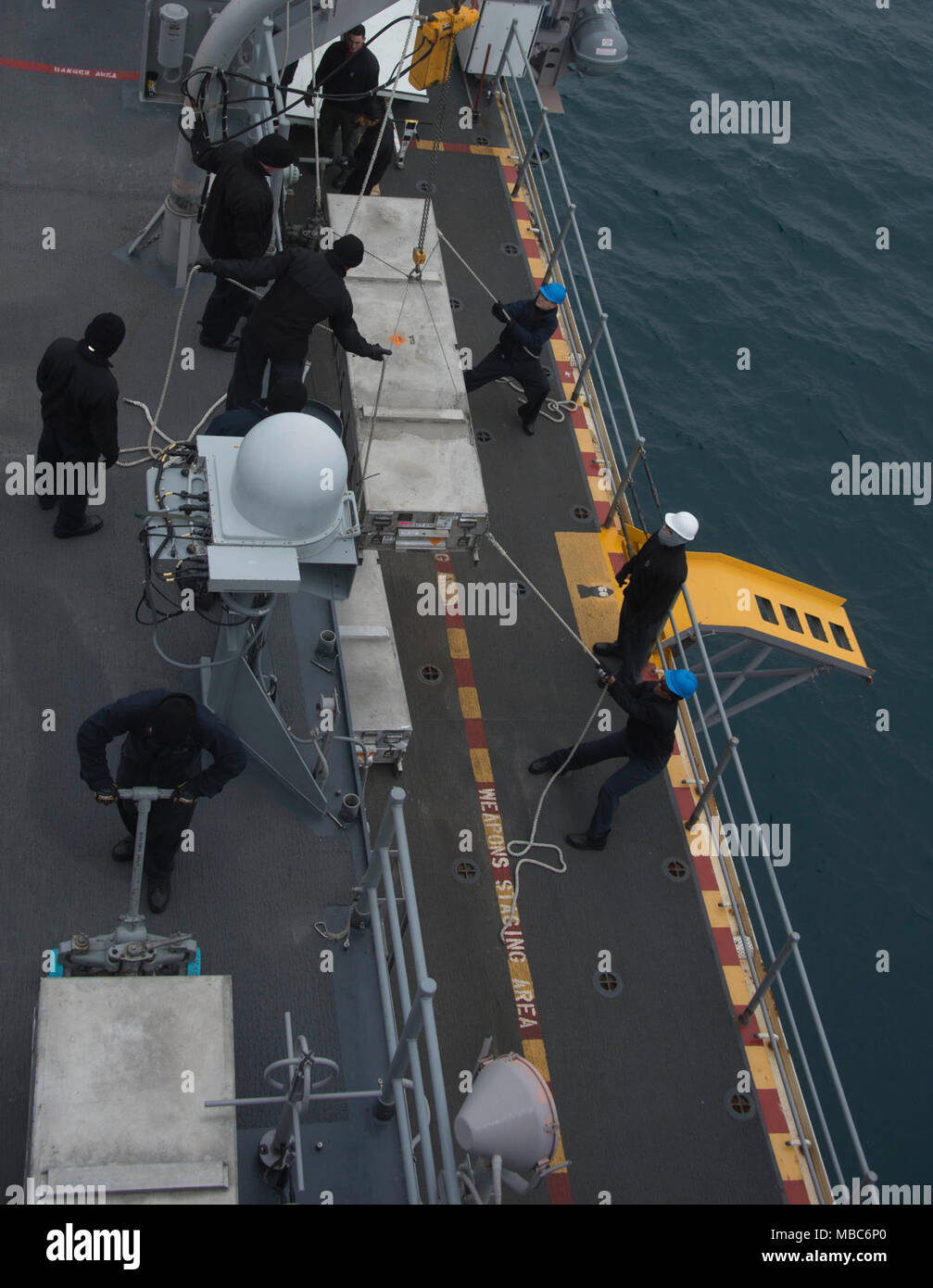 Atlantic Ocean (feb. 14, 2018) Sailors Hoist A Rolling Airframe Missile 