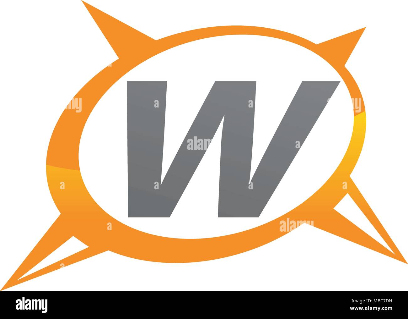 Compass Guide Solution Letter W Stock Vector