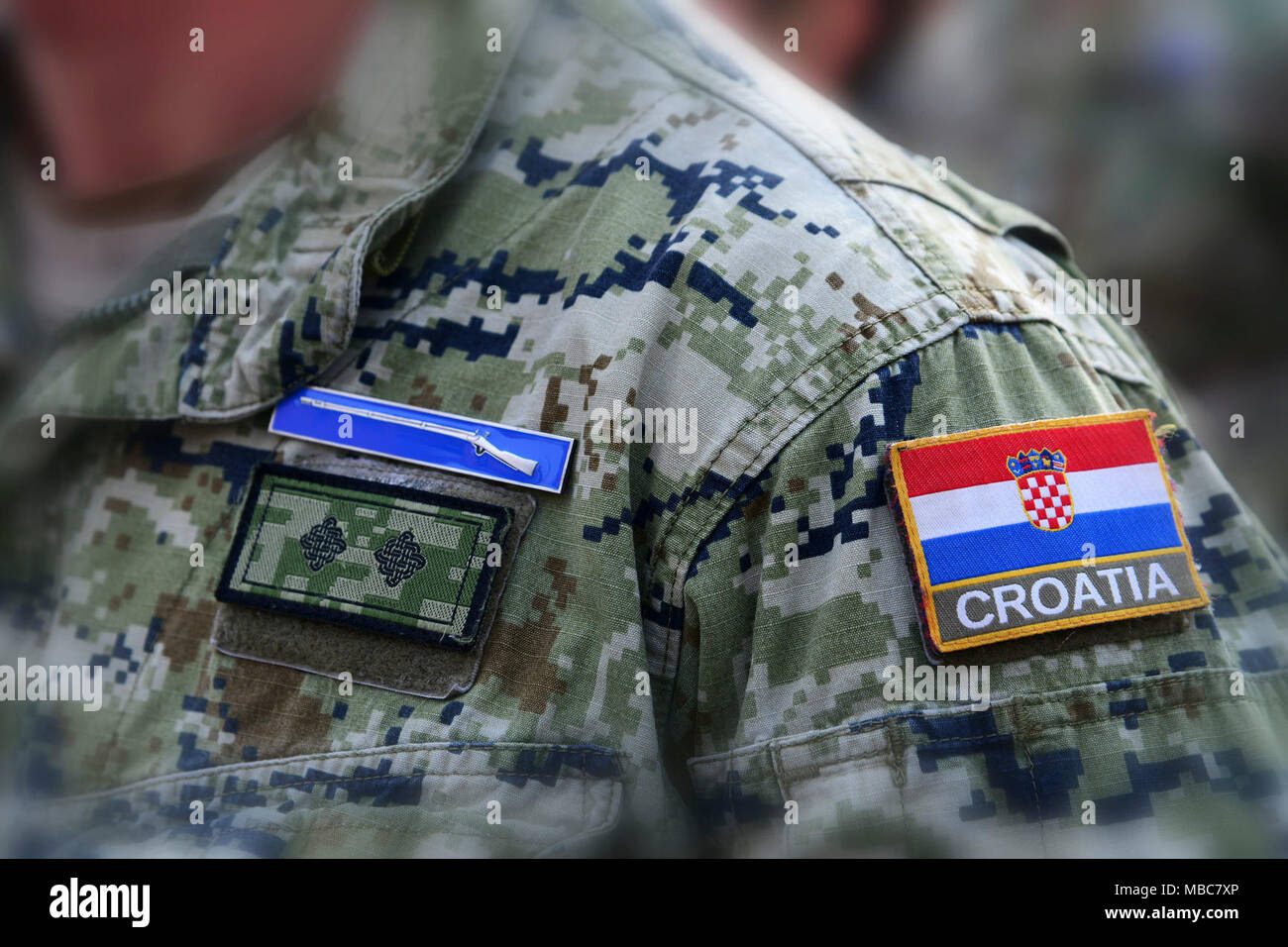 A Croatian Army Soldier wears his Expert Infantryman’s Badge (EIB) during the EIB ceremony at Caserma Del Din, Vicenza, Italy, 15 Feb. 2018. (U.S. Army Stock Photo