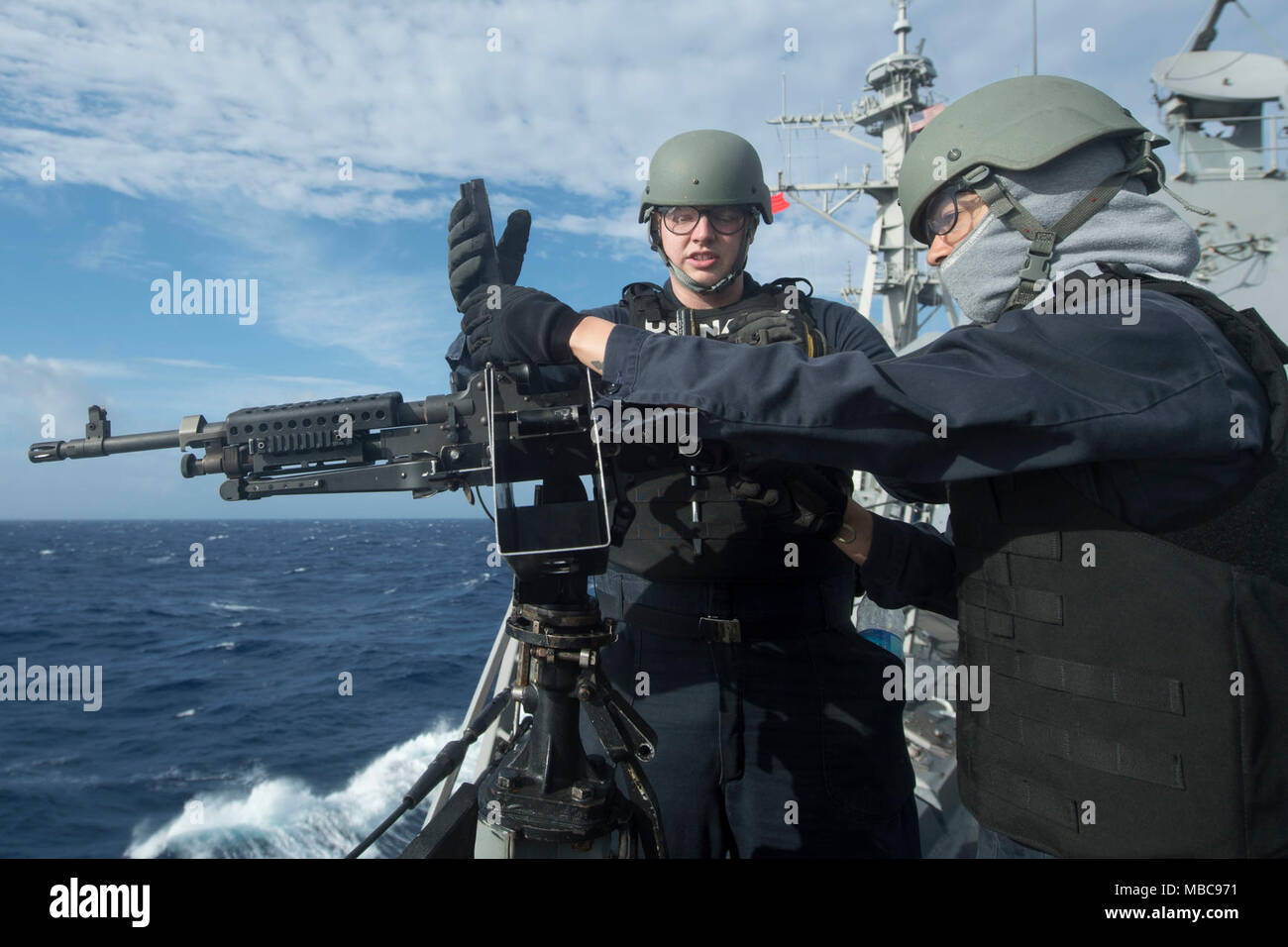 PACIFIC OCEAN (Feb. 15, 2018) Gunner's Mate 2nd Class Austin Rye, from ...