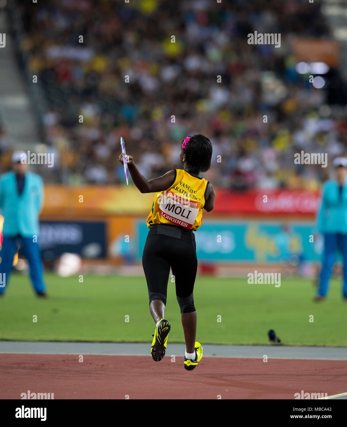 Women's F46 Javelin Athletics Commonwealth Games Day 5 Stock Photo