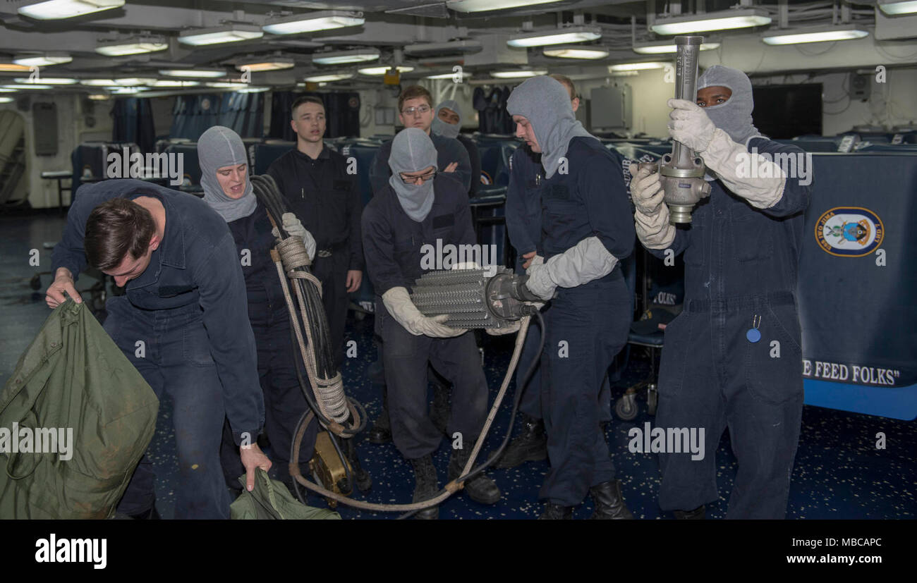 ATLANTIC OCEAN (Feb. 17, 2018) Boatswain’s Mate 1st Class Ezra Mcfadden