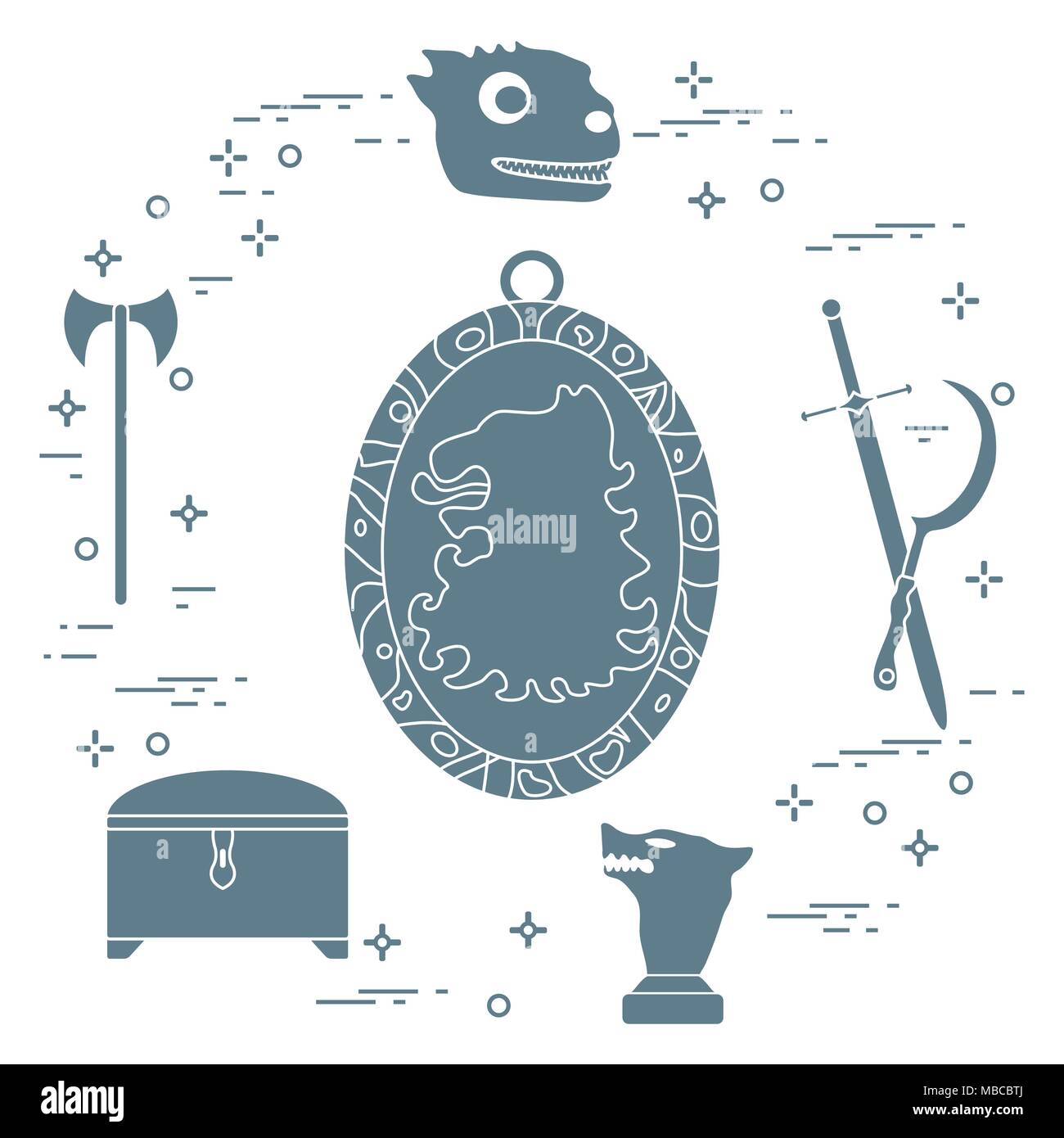 symbols-of-the-popular-fantasy-television-series-art-and-cinema-theme