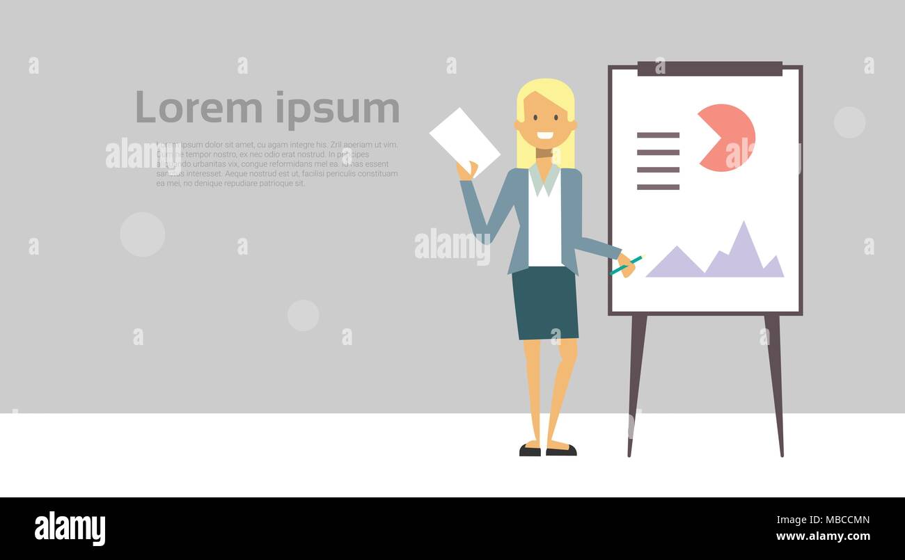 Modern Business Woman Leading Presentation Or Conference Report ...