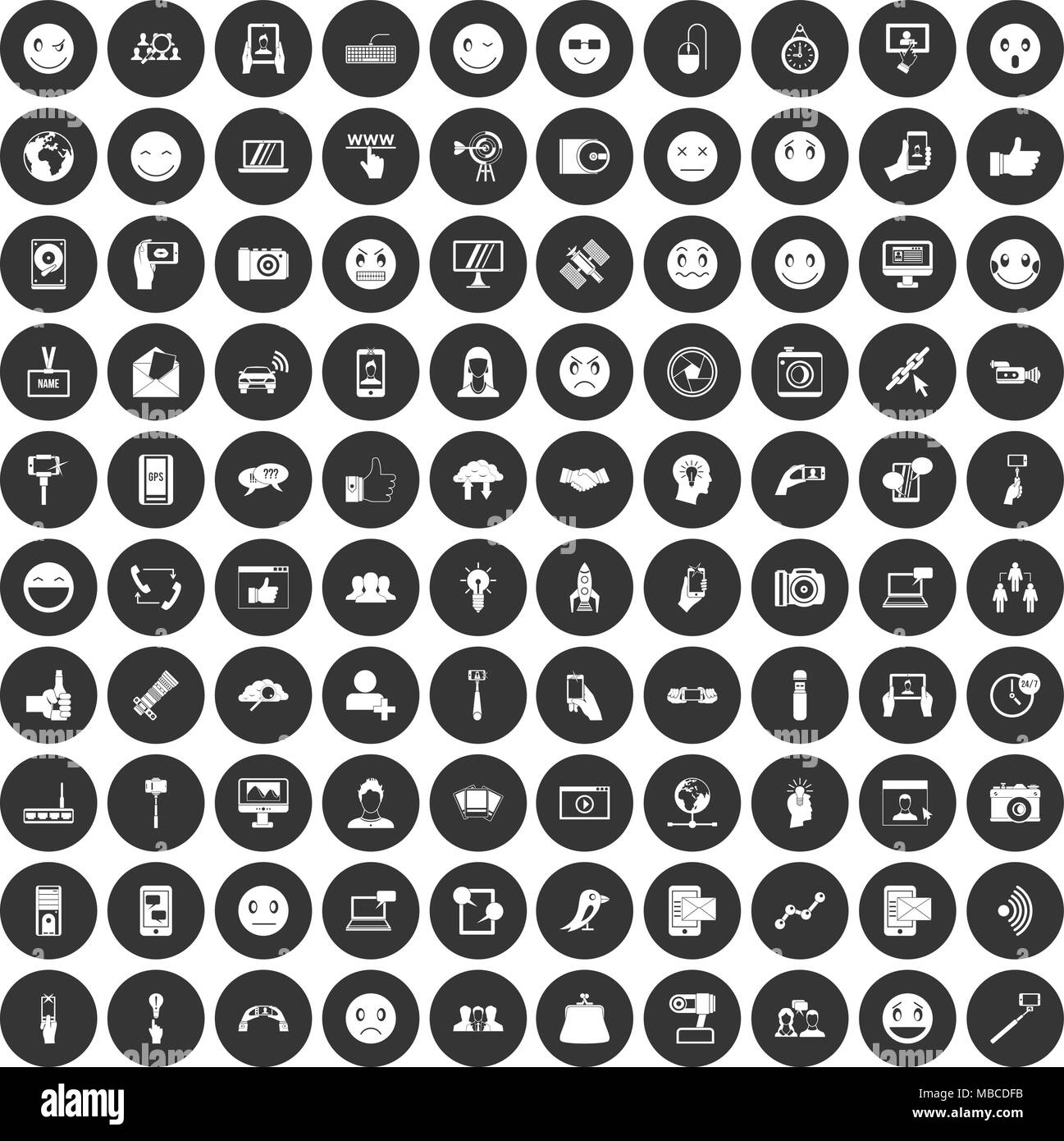 100 social media icons set black circle Stock Vector Image & Art - Alamy