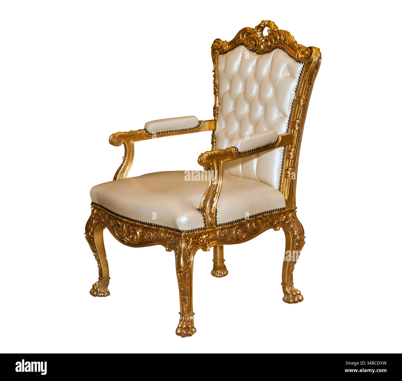 Luxury golden leather chair Stock Photo Alamy