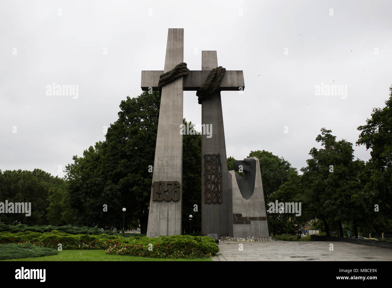 The June 1956 revolution monument in Poznan, Poland, unveiled in 1981 in honor of revolutionary riots in the city. Stock Photo