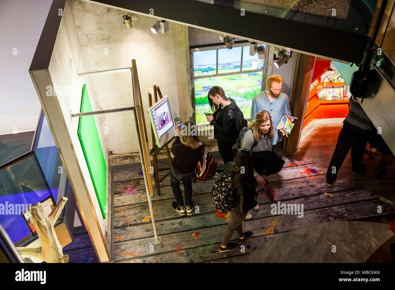 Interior of Madame Tussauds Wax museum in Amsterdam, Netherlands Stock