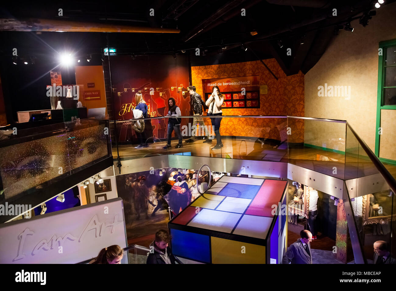 Interior of Madame Tussauds Wax museum in Amsterdam, Netherlands Stock